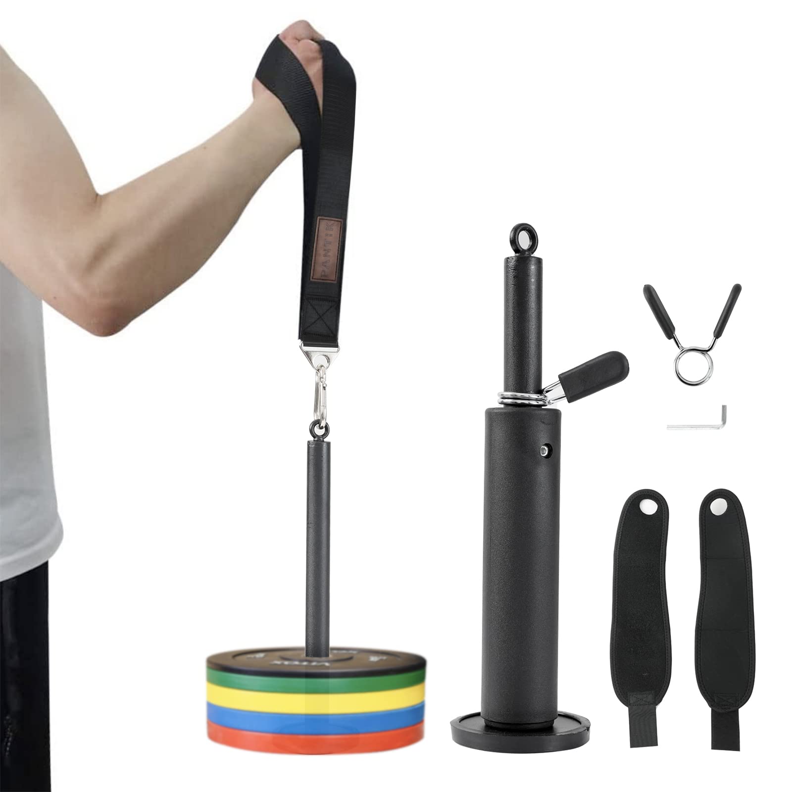 PANTIK Arm Wrestling Training Strap Belt Loading pin with a round cap at the bottom with Wrist Brace Hand Grip Arm Finger Forearm Exerciser Strengthener for Cable Machine and Free Weight