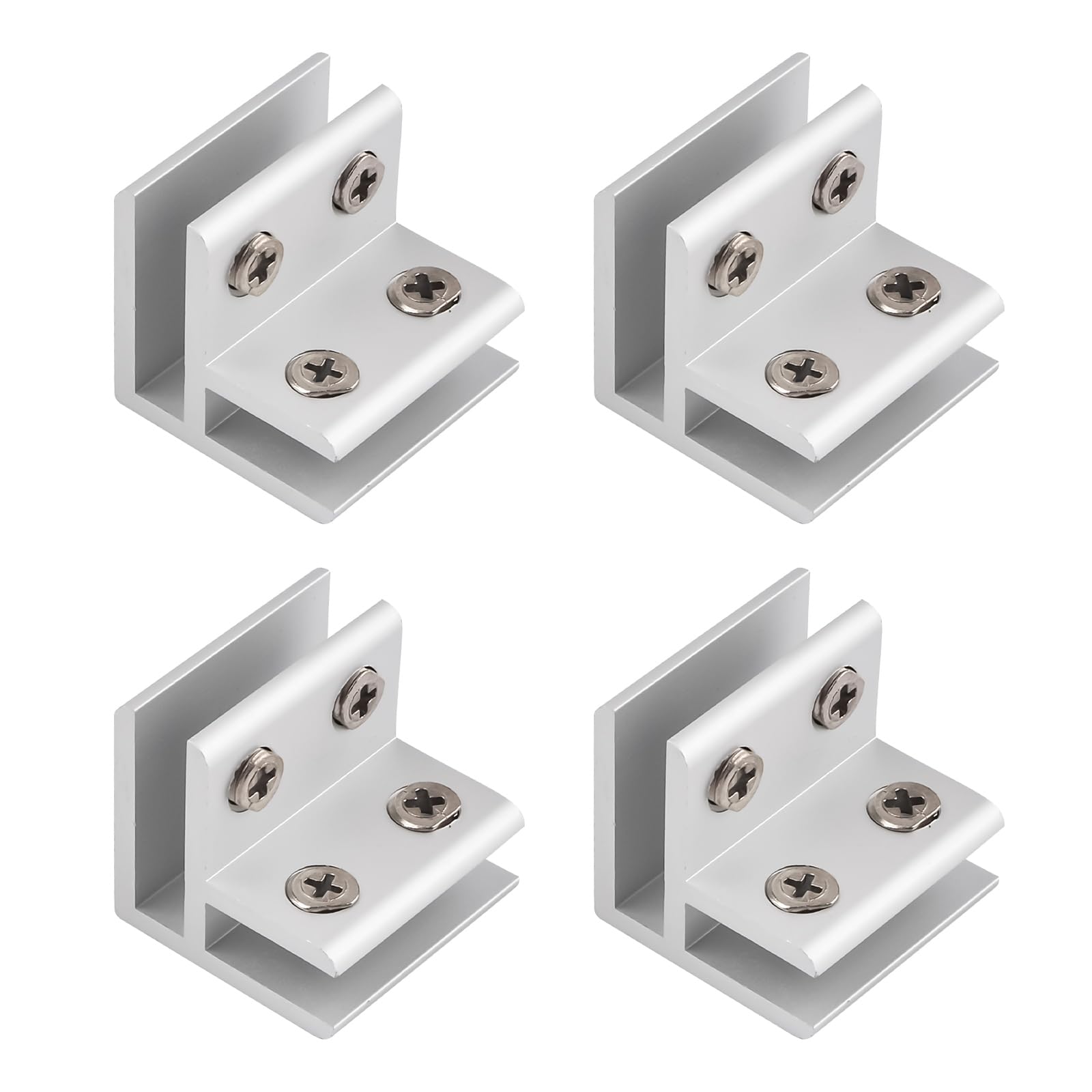 INCREWAY Glass Clamp, 4Pcs Adjustable 90 Degrees Glass Clips Aluminum Alloy Glass Shelf Support Bracket, Glass Holder Connector for 5-8mm Thick Glass