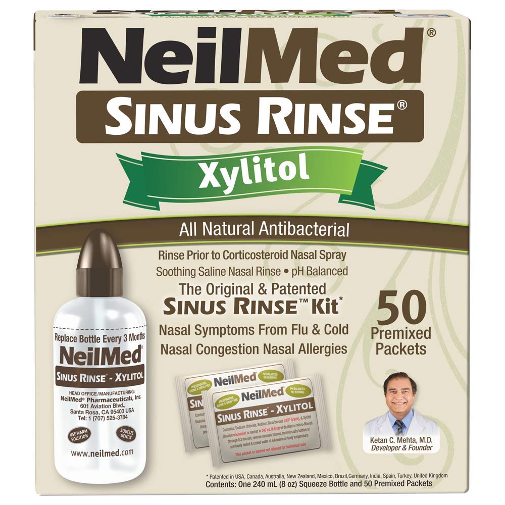 NeilMed Sinus Rinse Kit with Xylitol, 50 Count (Pack of 1)