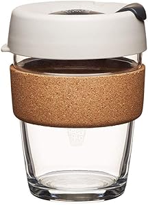 KeepCup 12oz Reusable Coffee Cup. Toughened Glass Cup & Natural Cork Band. 12-Ounce/Medium, Filter