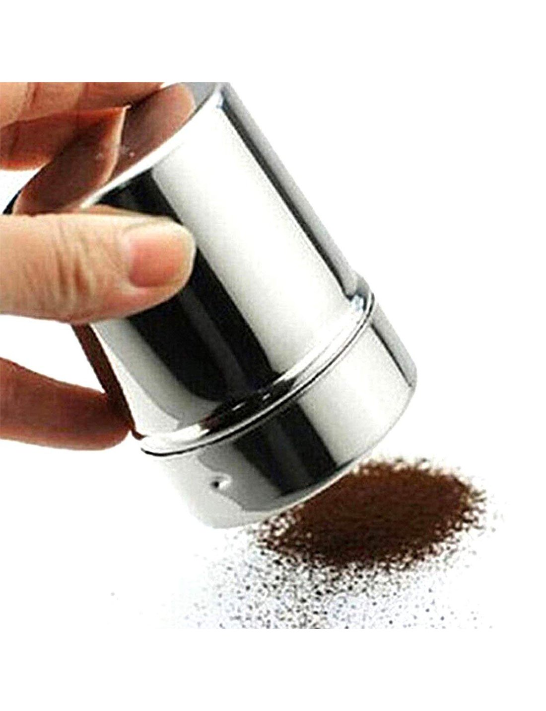 HANSGO 2 Set Powder Sugar Shakers, Stainless Steel Powder Shaker Mesh Shaker Powder Cans for Salt Coffee Cocoa Cinnamon Powder Seasoning Cans with Lid