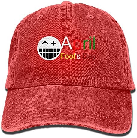 Johnflick Teens Denim Hats,April Fools Day Logo,sports Cap,baseball Hats, Washed Denim Polo Style Baseball Cap Hat
