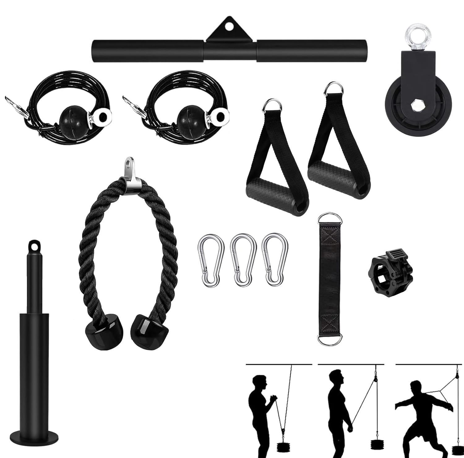 FFitness Gym Pulley System + Accessories 13 Pieces Home Gym Multifunction Traction Tower