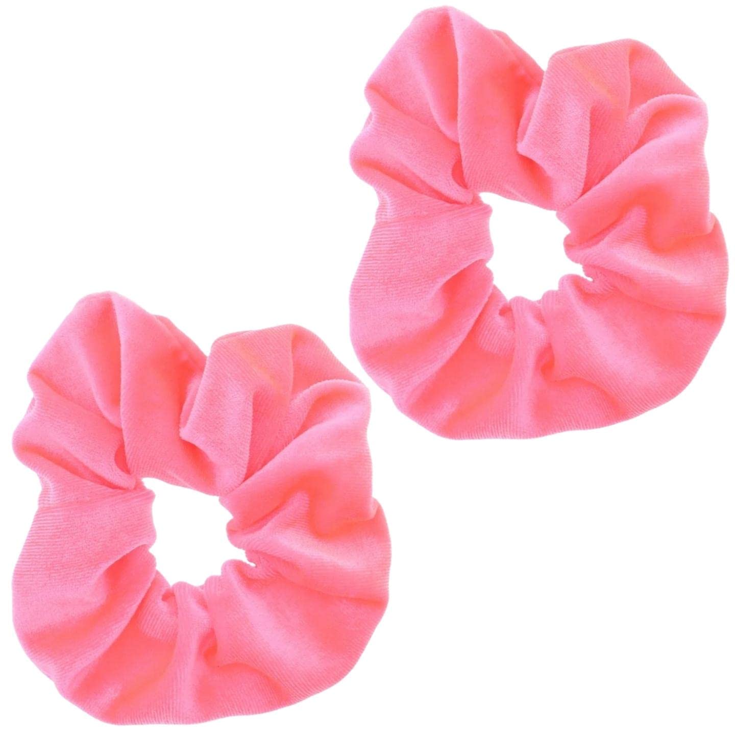 Topkids Accessories - Luxury Velvet Scrunchie Scrunchies Elastic Hair Band Ponytail Holders Hair Scrunchie Hair Bobbles Hair Accessories for Women, Ladies, Girls - Pack of 2 (Neon Fuchsia Pink)