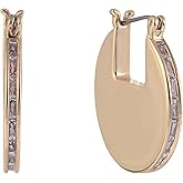 Daisy Fuentes Gold Tone Disc Hoop Earrings with CZ Stones