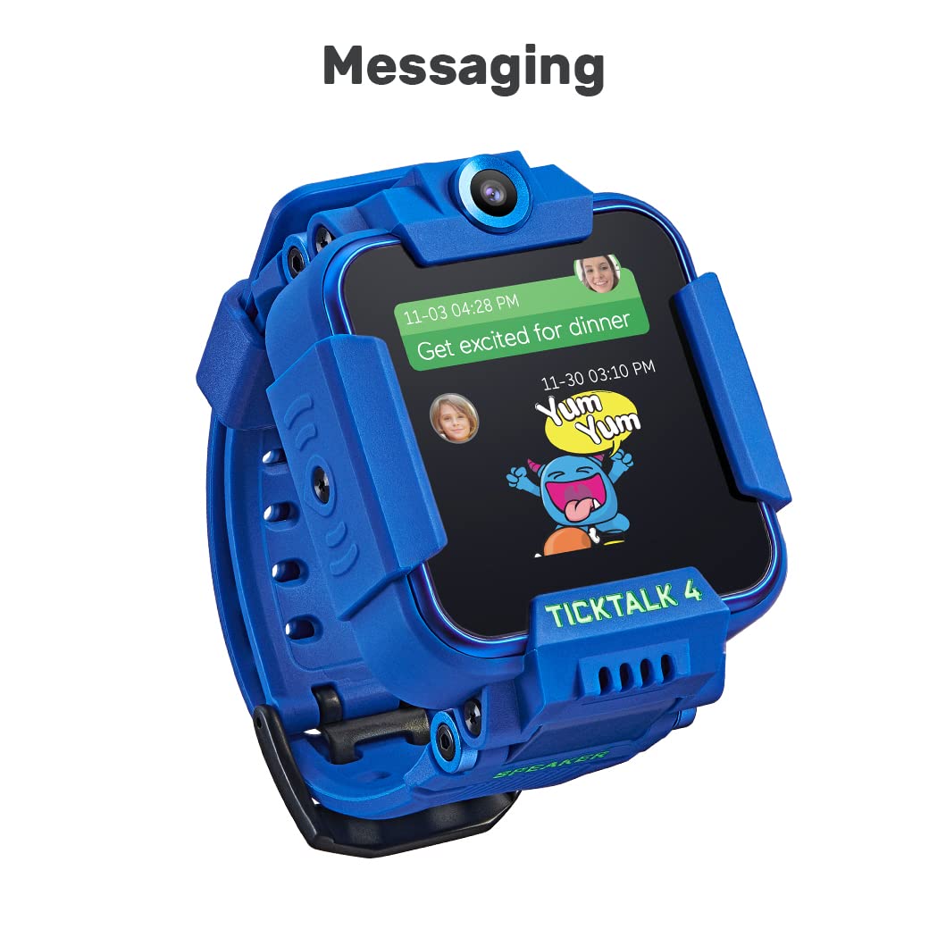 TickTalk 4 Unlocked 4G LTE Kids Smart Watch Phone with GPS Tracker, Combines Video, Voice and Wi-Fi Calling, Messaging, 2X Cameras & Free Streaming Music