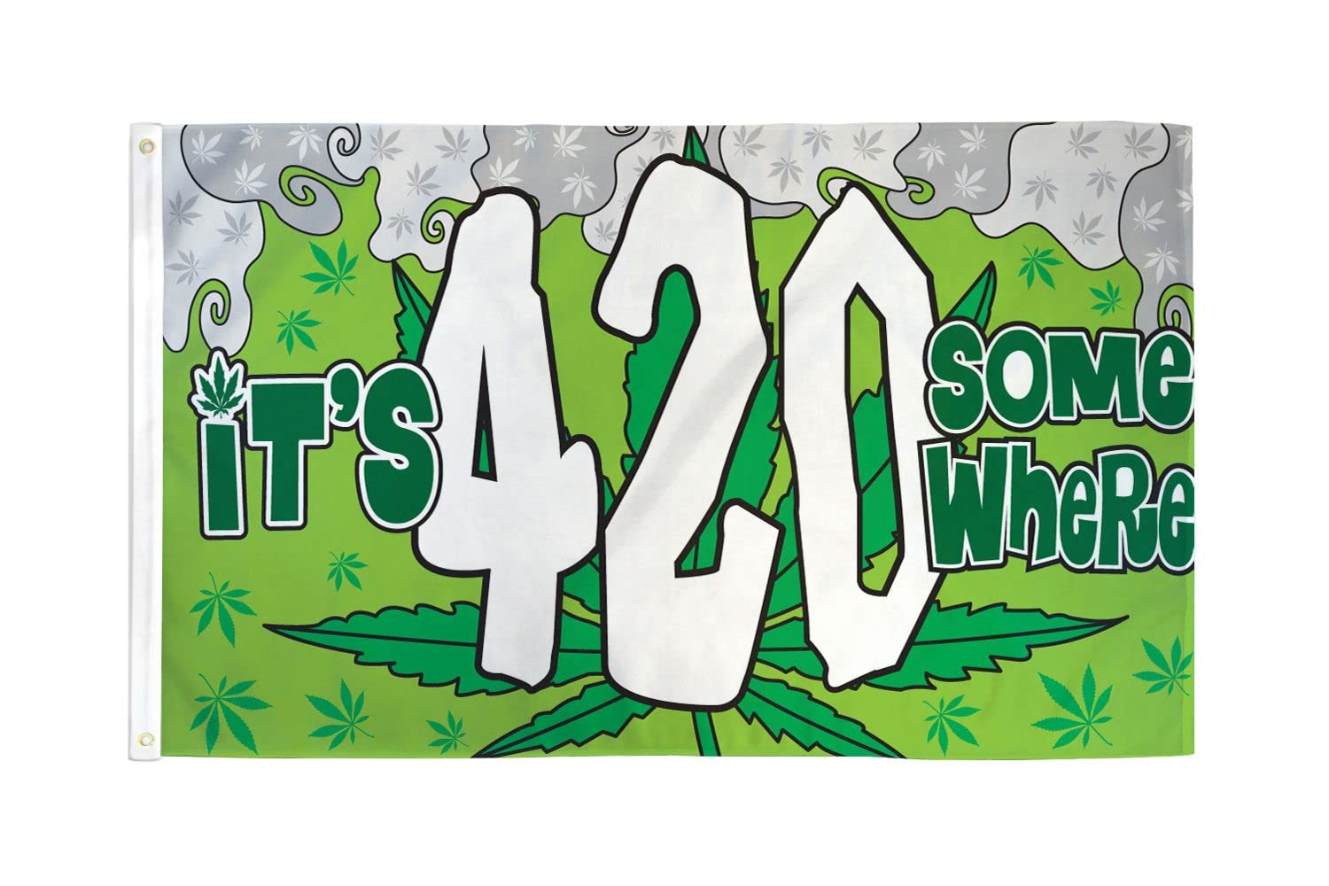 AZ FLAG - It's 4:20 Somewhere Flag - 3x5 Ft - 100D Polyester it's four Banner with Two Metal Grommets - Fade Resistant - Vivid Colors - 3' x 5' Feet - 150x90 Cm
