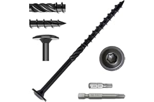URABLAZ Decking Wood Screws #14 x 4 Inch Heavy-Duty Deck Screws, 80pcs Star Drive Lag Screws, Timber Screws, Rust Resistant Black Ceramic Coating Fence Screws with 2pcs T30 Torx Drive Bits