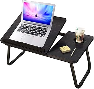 Laptop Desk for Bed, Lap Desk for Laptop with Cup Holder,Table Wood Tray for Bed,Adjustable Comptuer Stands with Cup Solt for Writing,Fits up to 17 inchs Notebook for Writing Watching on Couch Sofa