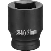 HARFINGTON 4 Point Square Socket 1/2" Drive 21mm Metric Square Impact Socket CR-MO Blackening Standard Wheel Sockets Pneumatic Socket Tool for Auto Repair Mechanical Maintenance Home Use