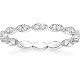TIGRADE Eternity Ring Oval Milgrain Cubic Zirconia Anniversary Stacking Ring CZ Wedding Band for Women Size 3-13