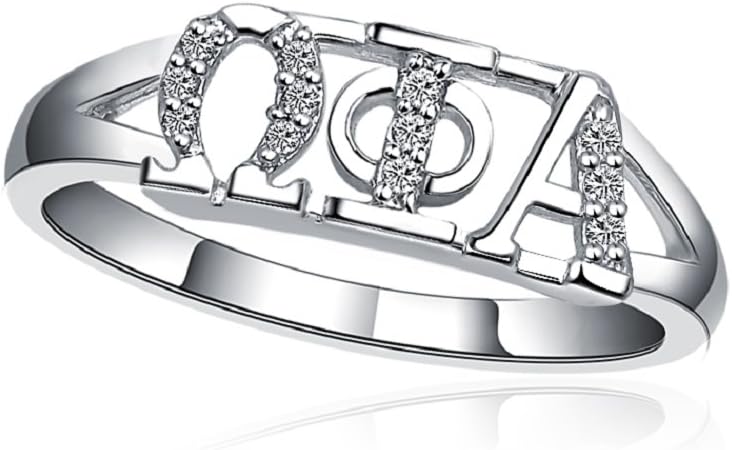 Greek Star Omega Phi Alpha Horizontal Silver Ring