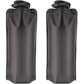 Vapur Collapsible Water Bottle With Carabiner, Compact Bottle Folds Flat For Hydration On The Go, Ideal for Traveling, Hiking or Camping, 34 Ounce, Blackout, Pack of 2