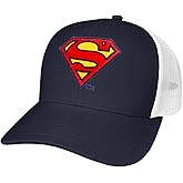 Superman S-Shield Logo Official Pop Culture Adjustable Snapback Cotton Twill Trucker Hat - Unisex for Men and Women