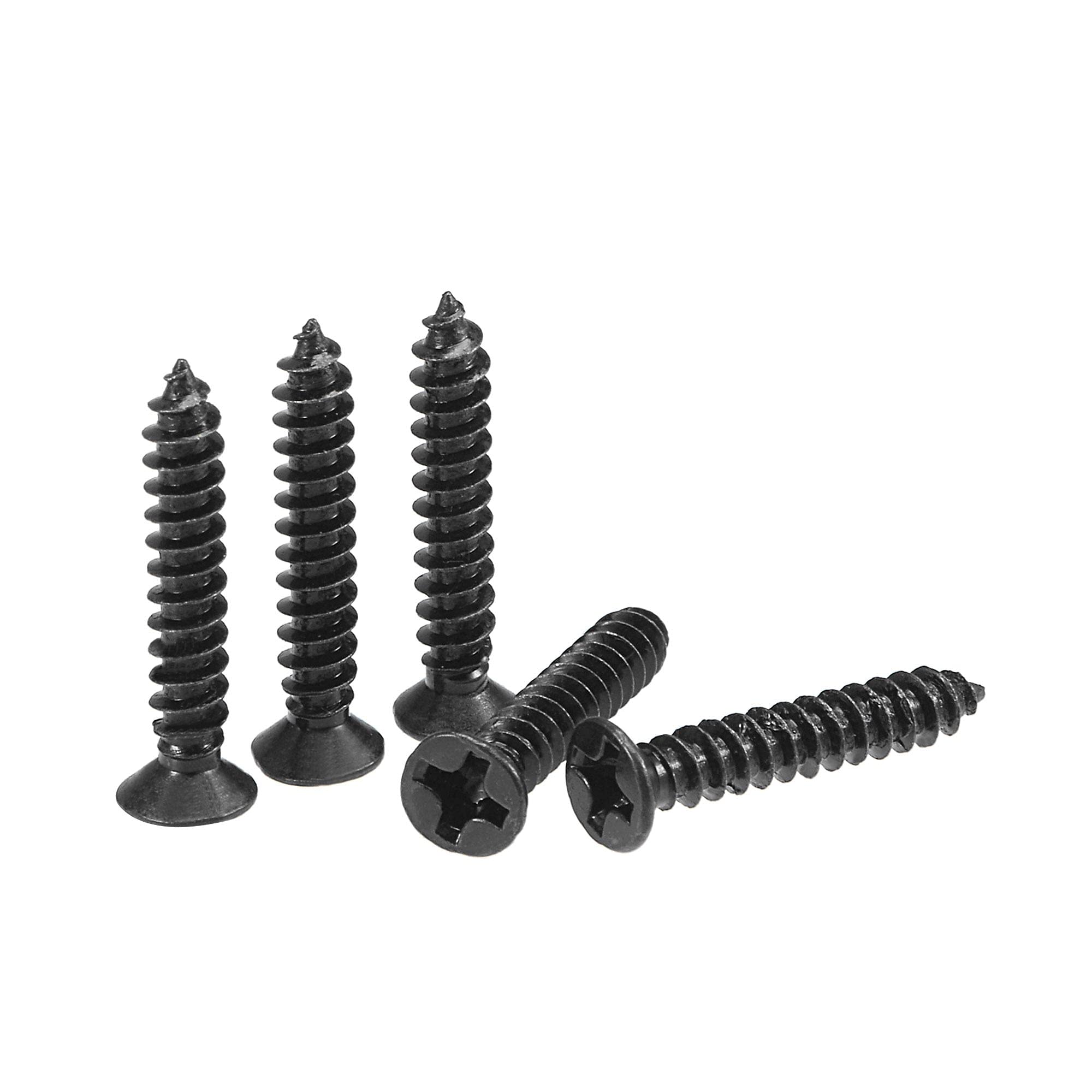 sourcing map M3 x 18mm Wood Screws Phillips Flat Head Carbon Steel Self Tapping Screws Black 200pcs