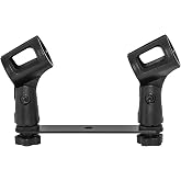 Musiin 1-to-2 Microphone Mount Bar for Mic Stands and Boom Arms | Mount two microphones on one stand for vocals, instruments, interviews, podcasts, studio recording, and live sound.
