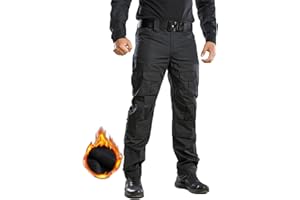 OCANXUE Men's Fleece Lined Tactical Pants Waterproof Hiking Pants Casual Thermal Cargo Pants Winter Insulated Work Pants