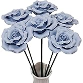 smxdhing Handmade Porcelain 3D Ceramic Rose Flower, Eternal Flower Decoration for Home Office Decor, Creative Desktop vases, Porcelain Decorations, Exquisite, Set of 6 (Blue)