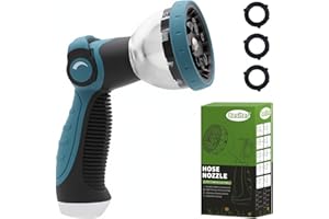 BESITER Garden Hose Nozzle, Hose Sprayer Nozzle with 10 Spray Patterns, Thumb Control On Off Valve, High Pressure Metal Water Hose Nozzle for Car Wash, Plants, Pets & Outdoor Cleaning, Blue