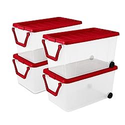 Sterilite 4 Pack Wheeled Storage Box, Large Clear