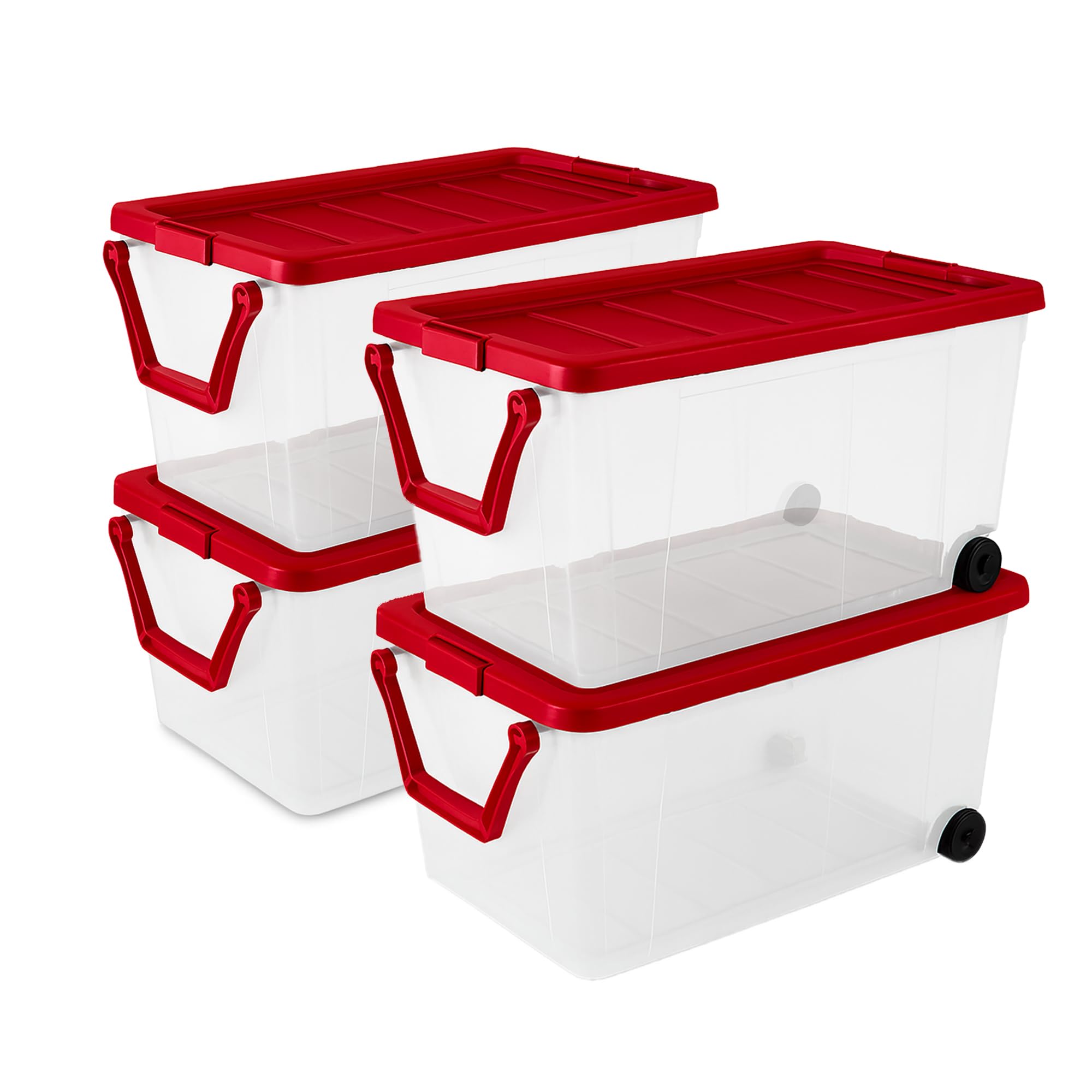 Sterilite 4 Pack Wheeled Storage Box, Large Clear