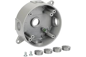 XGGYA Round Weatherproof Electrical Box,5 Hole 1/2-Inch Surface Mount Outlet Box,Aluminum Construction Gray Round Electrical Outlet Box,CUL Listed,Used in Branch Circuit Wiring(1 Pack)
