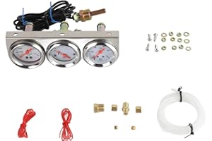 Triple Gauge Kit, 3 in 1 Car Gauge Kit, Water Temperature Oil Pressure Voltage Meter Universal for 12V Car Boat Truck