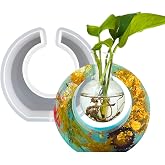 Resin GO Wholesale Hydroponic Silicone Epoxy Resin Mold Round Frame Nordic Design Flower Plant Vase Concrete Mould with Plastic Bottles for Desktop Decoration Making, Home Decor