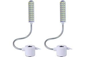 Weftnom 30 LED Sewing Machine Light with Magnetic Base and Flexible Gooseneck, Portable Work Light for Janome, Singer, Brother, Drill Presses, Desks, Craft, Workbenches, and Lathes (2-Pack)