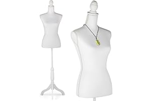 HAORUI Female Mannequin Torso Dress Form Height Adjustable Pinnable Mannequin Body with Sturdy Tripod Stand for Sewing, Dressmaker, Home Decor, Jewelry & Clothing Display, White