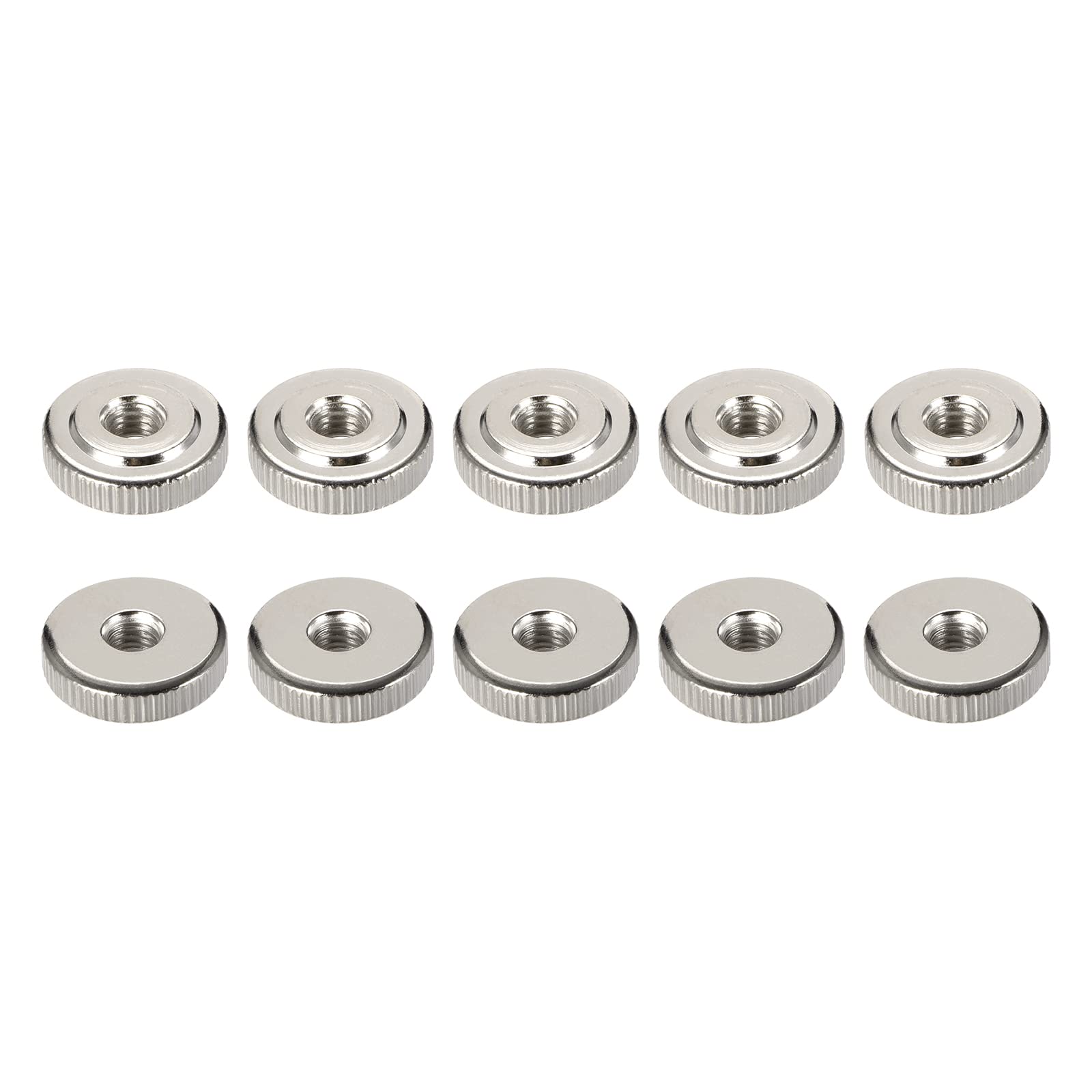DTGN M6x6mm(DxH) Knurled Nuts - 30Pack - Good for Electronic Equipment - Thumb Screw Fasteners - Silver
