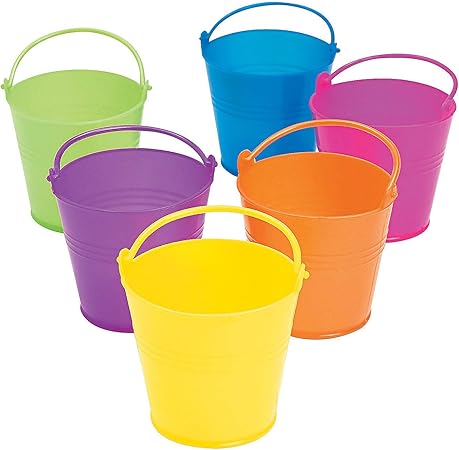 Amazon Fun Express 明るいミニプラスチックバケツ パーティー用品 コンテナ ボックス プラスチック容器 12個 パーティーグッズ おもちゃ