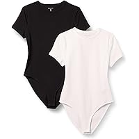 Amazon Essentials Women's Short Sleeve Stretch Cotton Jersey Slim-Fit T-Shirt Bodysuit, Pack of 2