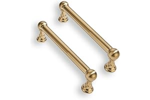CABDM 4 Inch 2 Pack Solid Kitchen Cabinet Handles Brushed Gold Heavy Duty Cabinet Pulls Satin Brass Drawer Pulls Cabinet Hardware Kitchen Handles for Cabinets Cupboard Handles