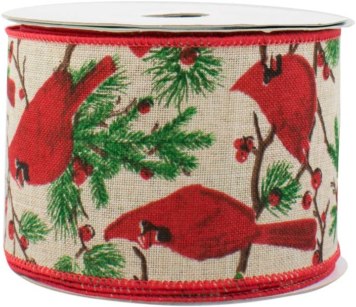 Bows & Ribbons - Red Cardinal Wired Christmas Ribbon - 2 1/2
