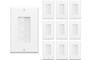 VCE Brush Wall Plate 10-Pack, Cable Pass Through Insert for Wires, Single Gang Cable Access Strap, Wall Socket for HDTV, HDMI, Home Theater Systems, White