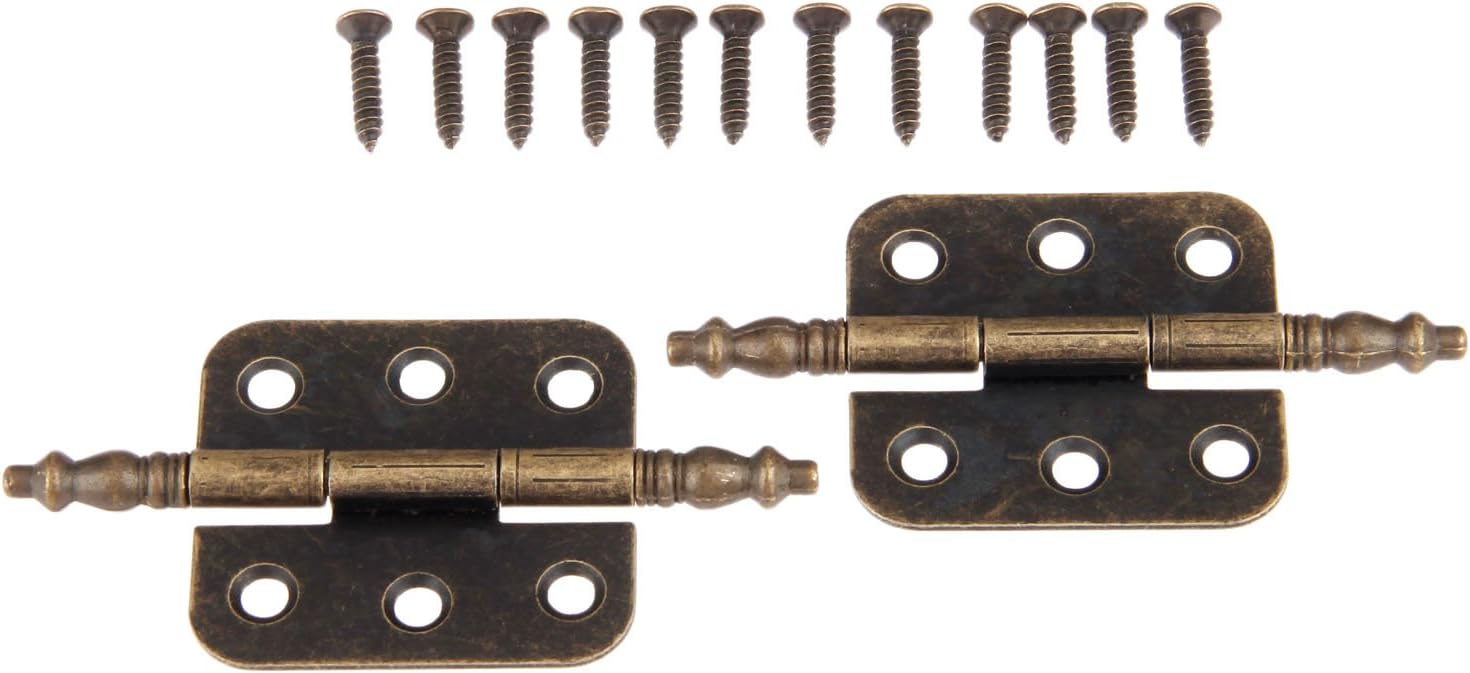 Dophee 4Pcs 35x70mm Antique Bronze Iron Crown Head 6 Holes Hinges for Vintage Wooden Box Toolbox Cabinet Cupboard