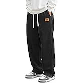 JEMLDL Mens Corduroy Pants Drawstring Elastic Waist Casual Pants Straight Baggy Sweatpants with Pockets