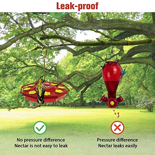 Ordenado Hummingbird Feeder, 16 oz Fluid Hummingbird Feeder for Outdoor, Hanging Bird Feeder with 8 Feeding Ports, Easy to Fill & Clean, Not Easy to Leak