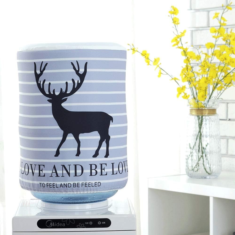 MiDube Water Dispenser Barrel Covers, Durable Fabric Bucket Decor, Reusable Furniture Standard Cover Protector for Home, Office and 5 Gallon Water Bottle (Stripe Elk)