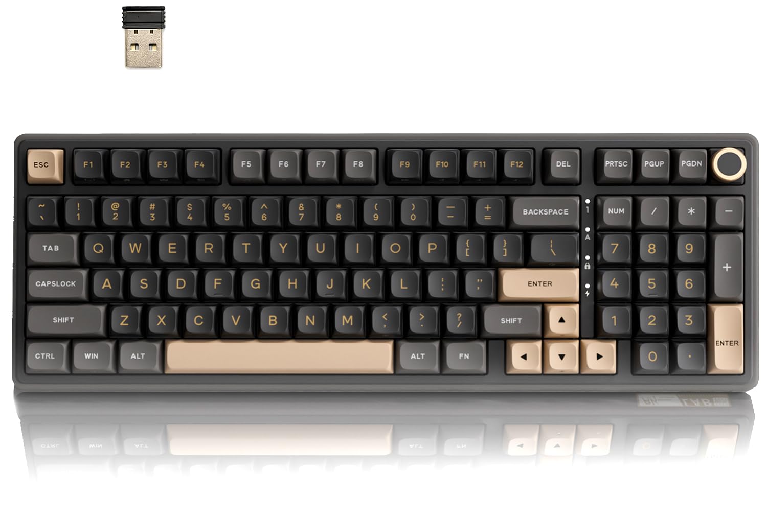 RK ROYAL KLUDGE R98 Pro Wireless Mechanical Keyboard, Creamy Bluetooth/2.4GHz/Wired RGB Gaming Keyboard with Number Pad and Knob, MDA Profile PBT Keycaps, Gasket Hot Swappable Linear Switch, Black