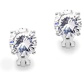 Mariell 3 Carat Cubic Zirconia Crystal Clip-On Stud Earrings for Non-Pierced Ears, Jewelry Gift for Women