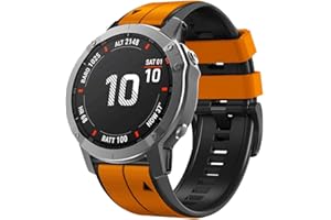 OUTVI 26mm watch band for garmin fenix 7x sapphire solar fenix 6x pro solar fenix 5x 3 hr quick release fit dual color silicone watch strap replacement for garmin epix 2 pro sapphire 51mm Descent MK1/2/2i