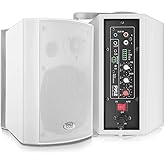 Pyle Wall Mount Home Speaker System - Active Passive Mountable Bookshelf Indoor Studio Garage Patio Stereo Sound Home Theater