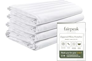Fairpeak 4 Pack Standard Size Pillow Protectors with Zipper Luxury Hotel Quality Pillow Covers Case, Zippered Protectors, 20x26