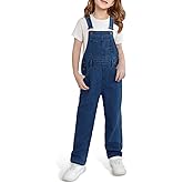 Haloumoning Girls Denim Overalls Kids Sleeveless Jumpsuits Rompers Crisscross Bib Overall with Pockets 5-14 Years