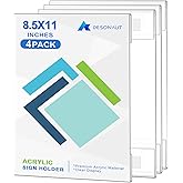 DESONAUT 4pack Acrylic Sign Holder 8.5x11 Inches,Wall Mount Clear Plastic Sign Holder Photo Picture Flyer Poster Holder with Double Sided Tape for Office, Home, Store, Restaurant,No Drilling,Vertical