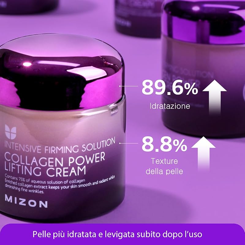 Crema Power Lifting al Collagene (75 ml) Idratante Intensiva con 75% di Estratto di Collagene Marino, Cosmetica Coreana