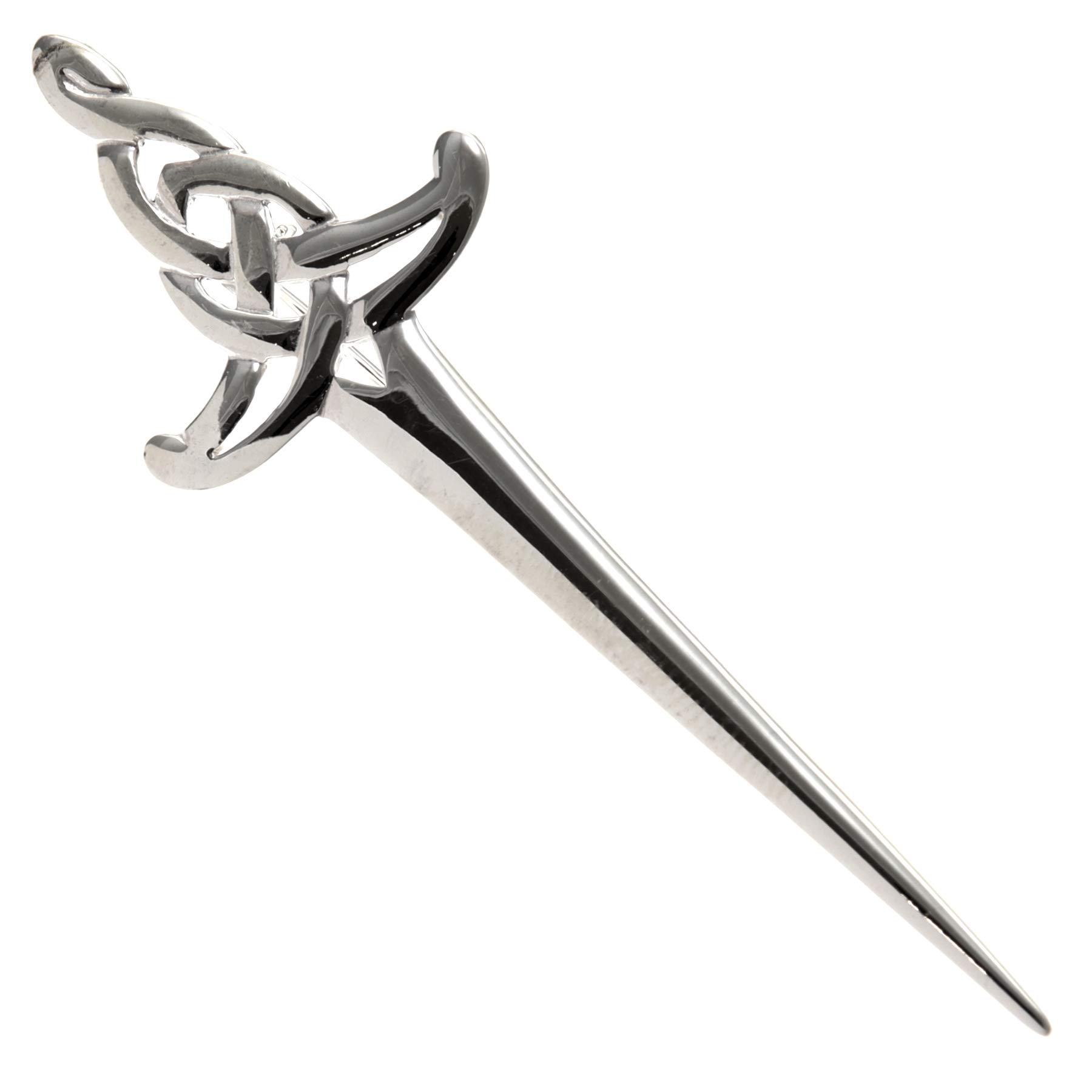 Alexander Castle 925 Sterling Silver Scottish Celtic Sword Kilt Pin Brooch for Men & Women - Kilt Accessory with Jewellery Gift Box - 72mm