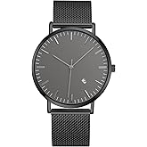 LAIMAI Men's Watch Simple Men's Wrist Watch Simple Ultra-Thin Fashion Mesh Stainless Steel Quartz Date Watches for Men with Waterproof
